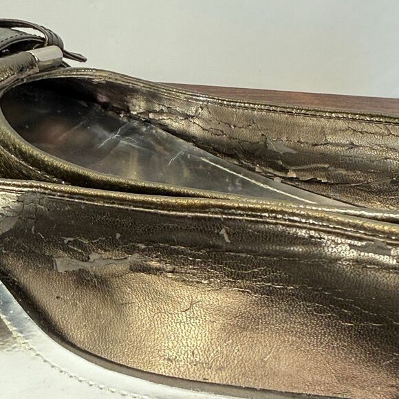 Franco Sorto Women’s green gold metallic flat L Chord size 9.5 - Picture 8 of 9